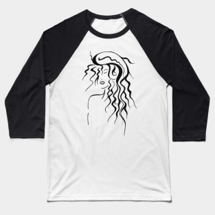 Black and white curly girl Baseball T-Shirt